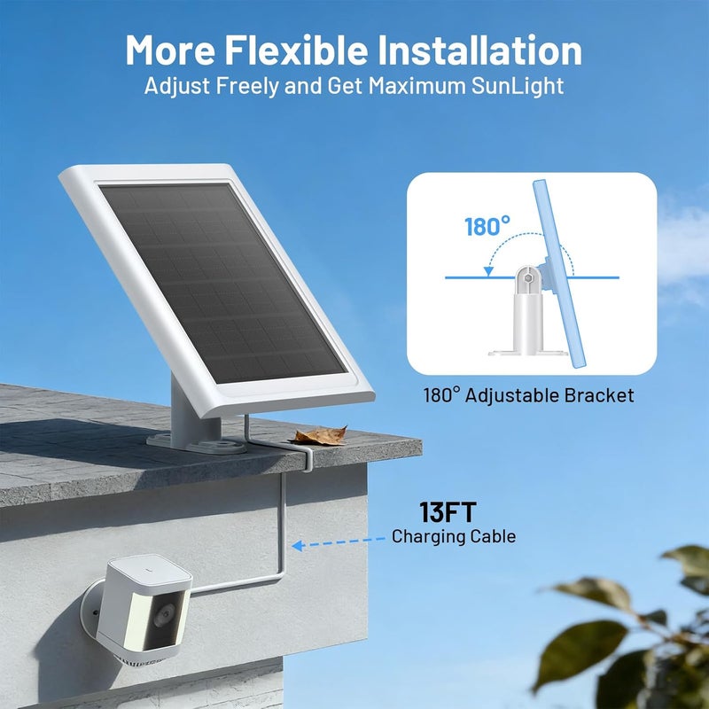 Callsun Solar Panel for Ring Camera – Compatible with Ring Stick Up Cam Battery/Pro and Spotlight Cam Battery/Plus/Pro, Solar Charger with 13FT Cable, IP68 Waterproof, DC & USB-C Adapter 2 Pack (White) - Image 5